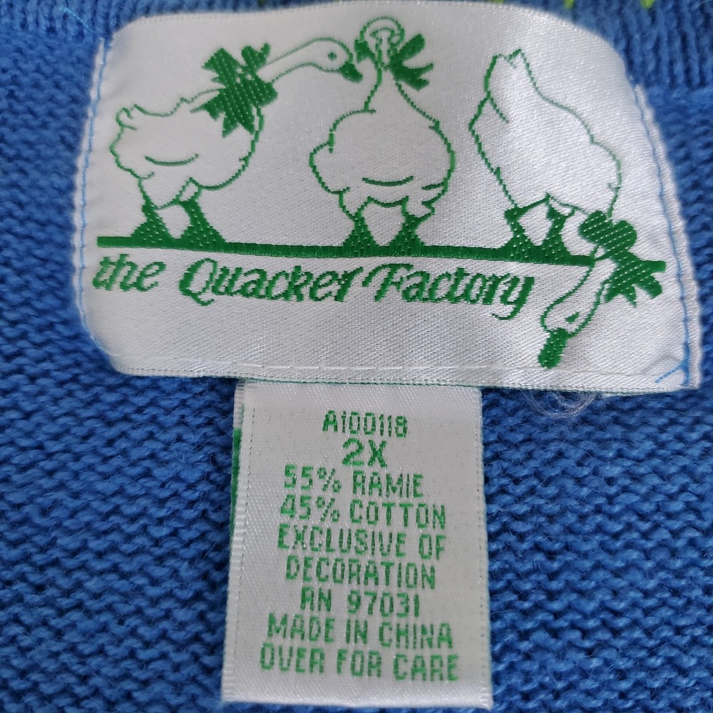 Quacker Factory Cardigan Women's 2X Blue Tropical Nautical Embroidered A100118 - Picture 6 of 8